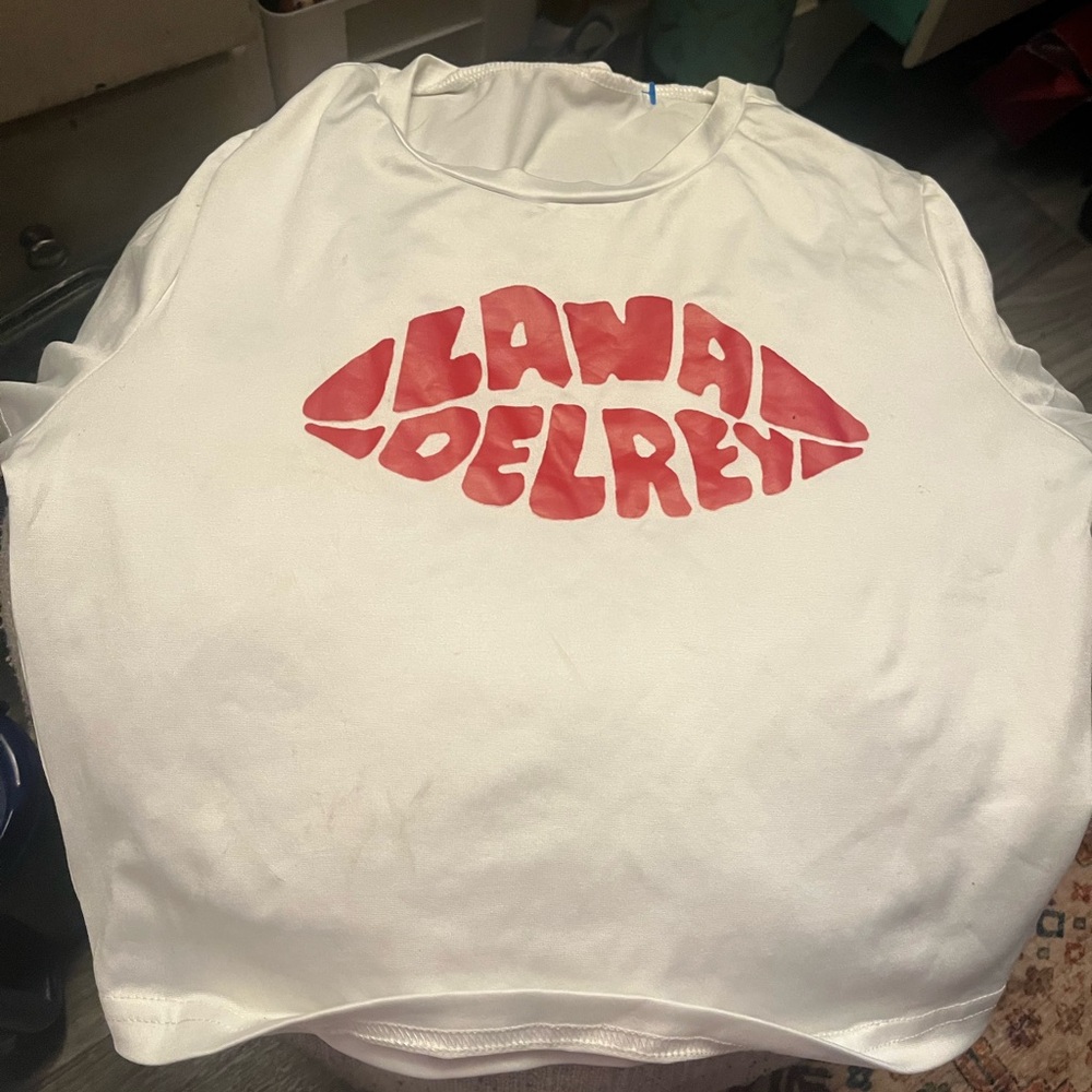 White and Red Graphic lana del rey women’s Top
